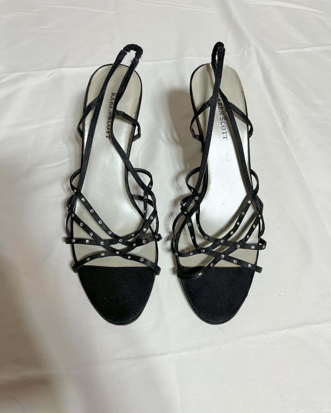 Karen Scott Strappy Black Rhinestone Heels / 9