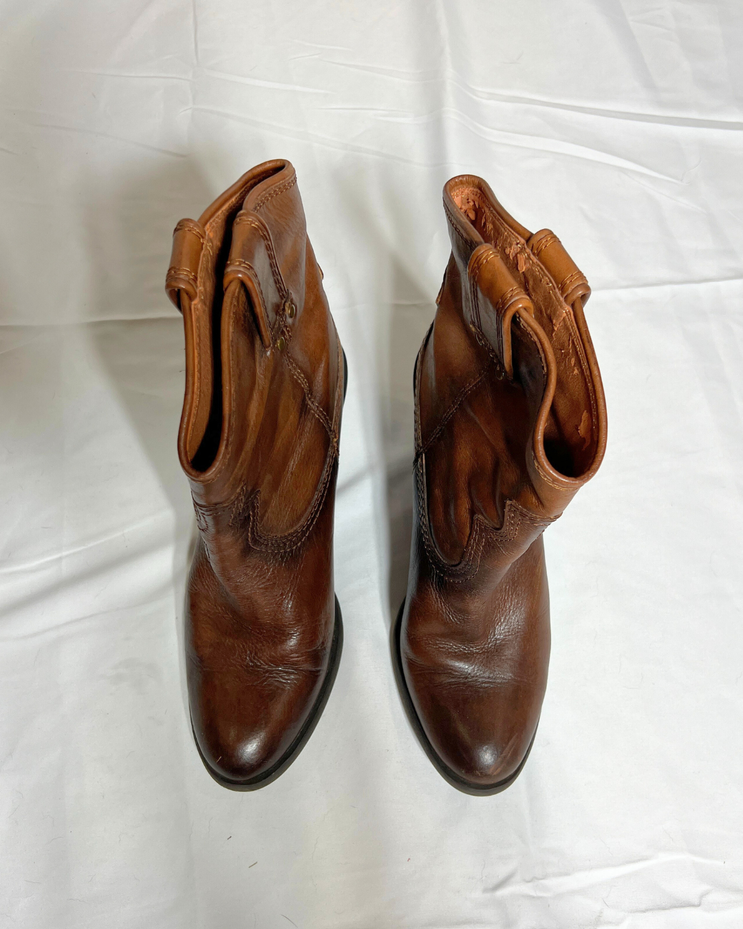 Lucky Brand Brown Leather Western Ankle Boots / 8