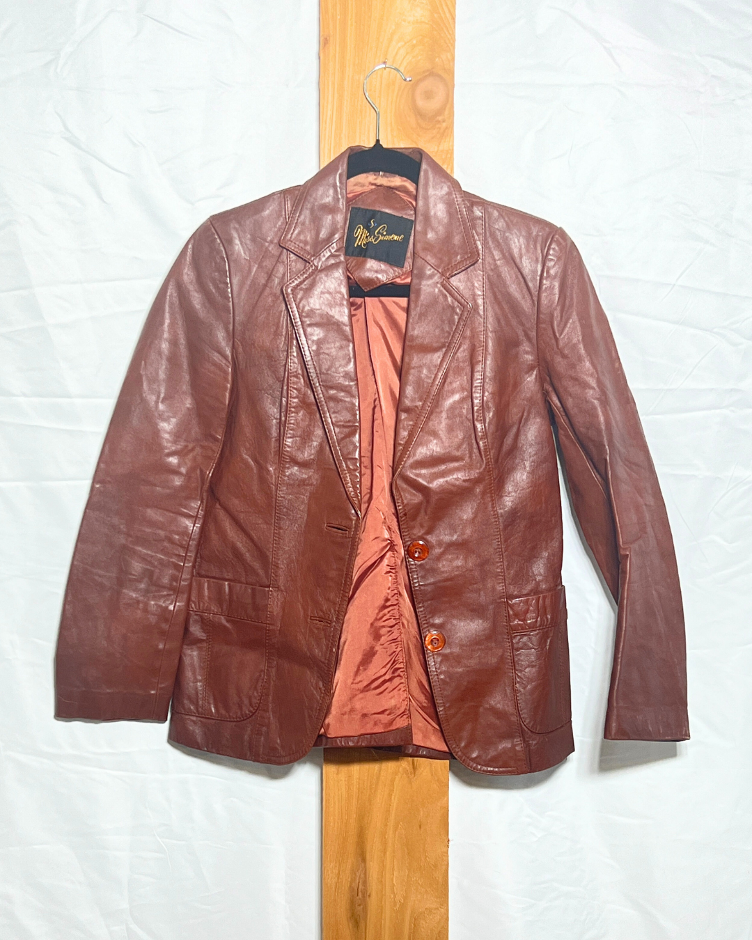Vintage Brown Leather Blazer Jacket / Medium