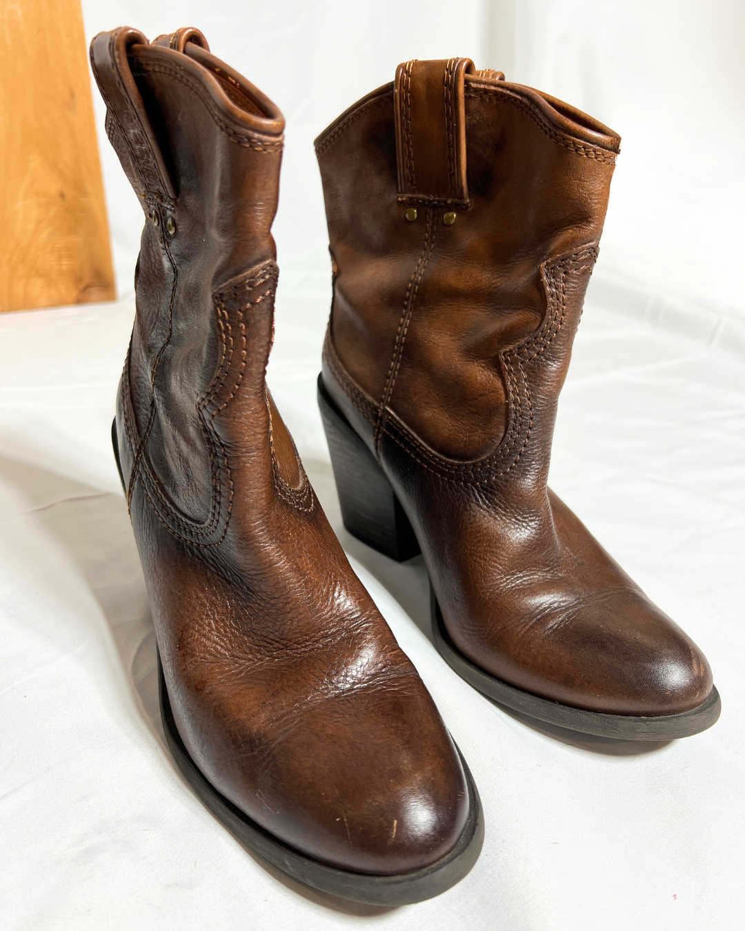 Lucky Brand Brown Leather Western Ankle Boots / 8