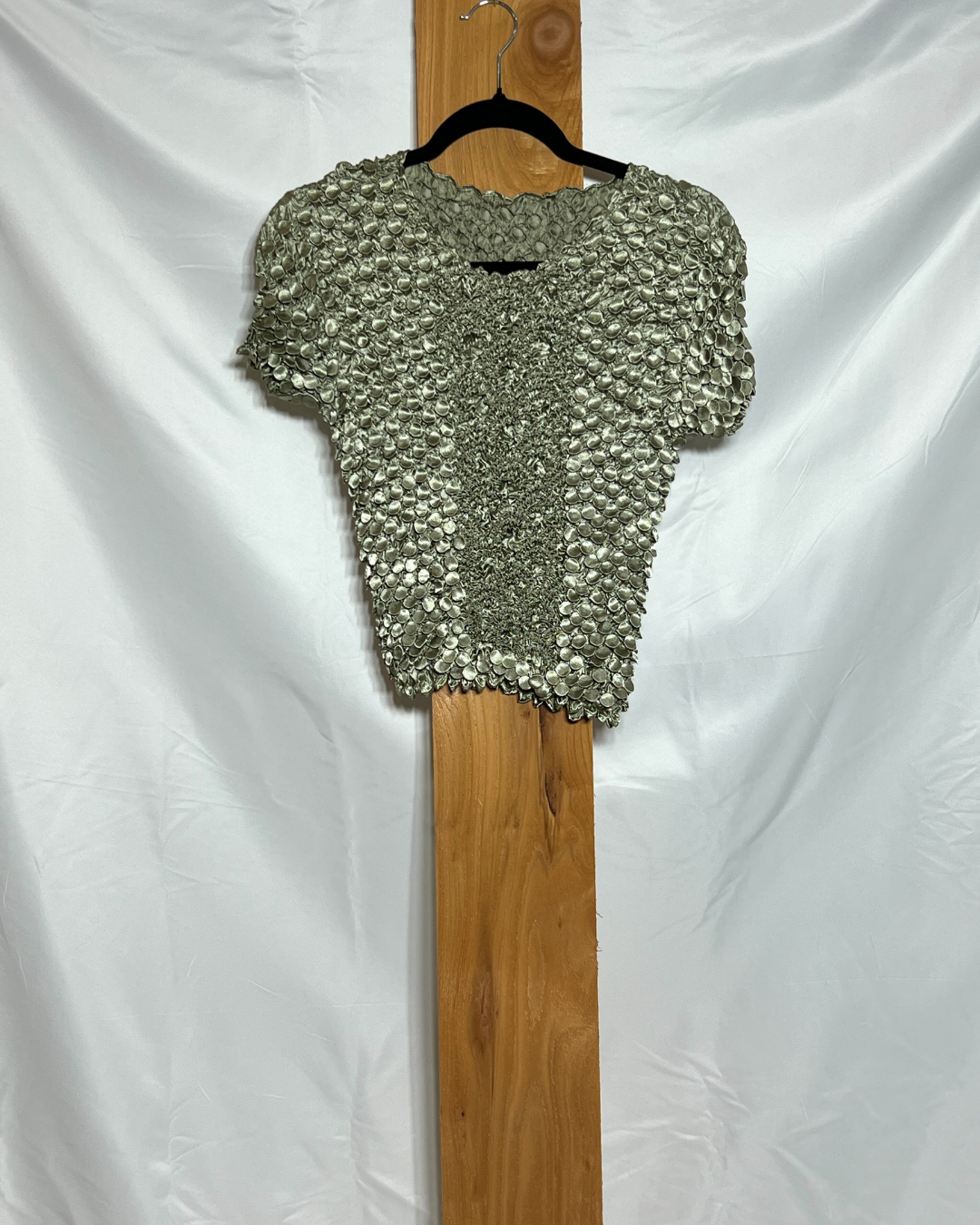 Vintage Y2K Metallic Popcorn Texture Top / OS