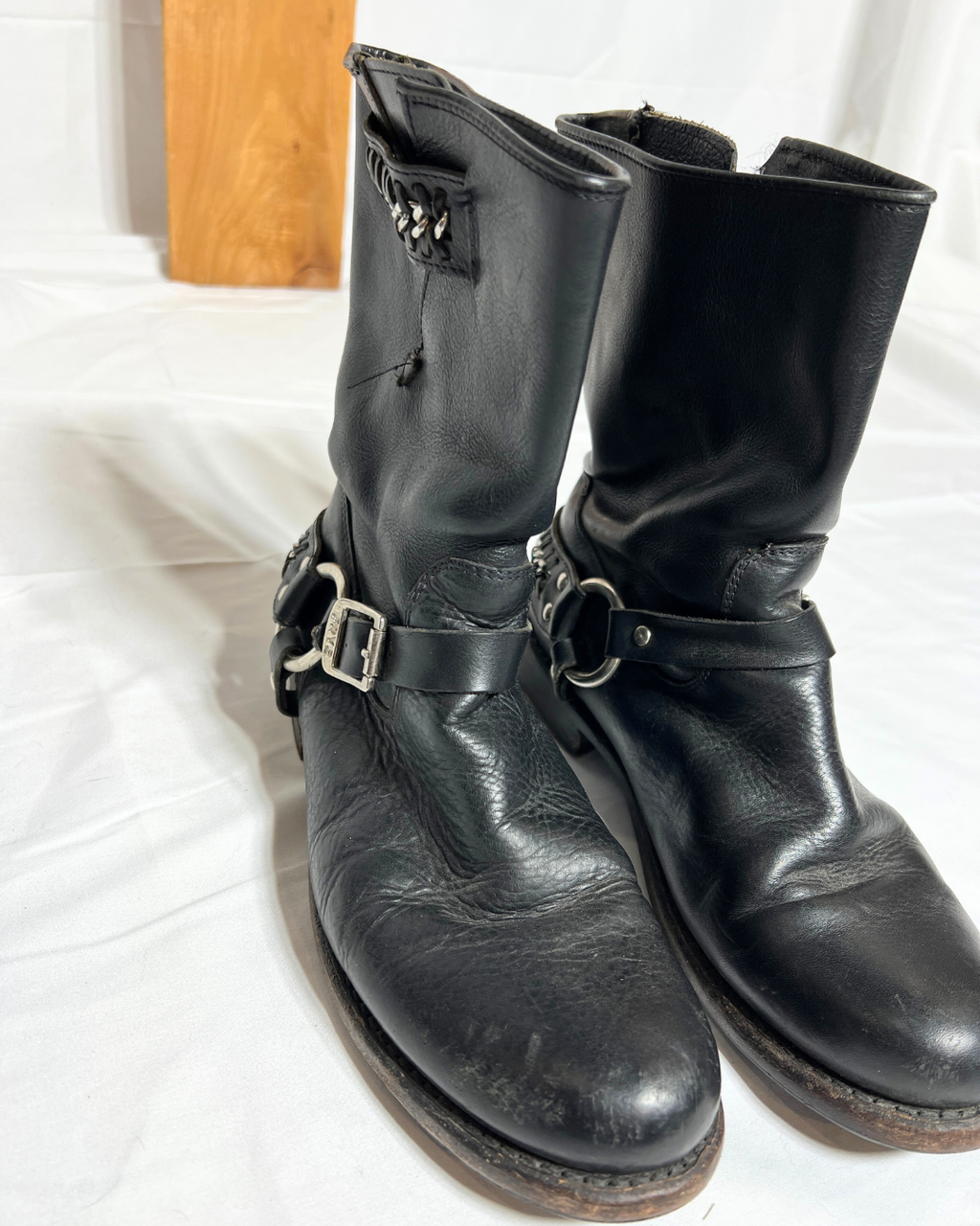 Frye Black Leather Harness Boots / 8.5