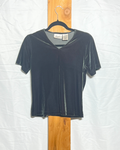 Vintage Grey Velvet V-Neck Tee / Small