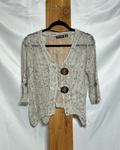 Nina Leonard Open-Weave Button Front Cardigan / Small