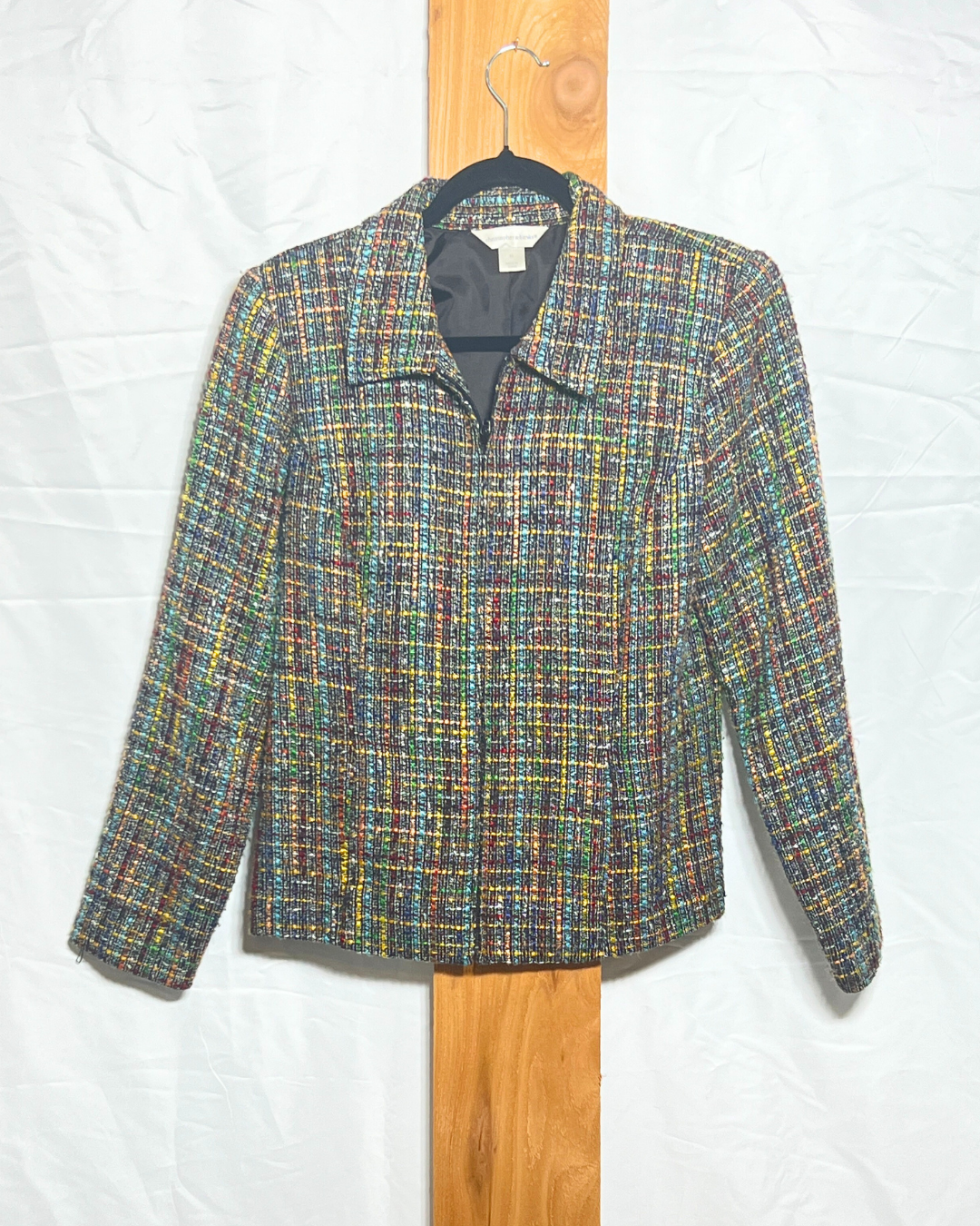 Multicolor Tweed Zip-Front Jacket / Medium