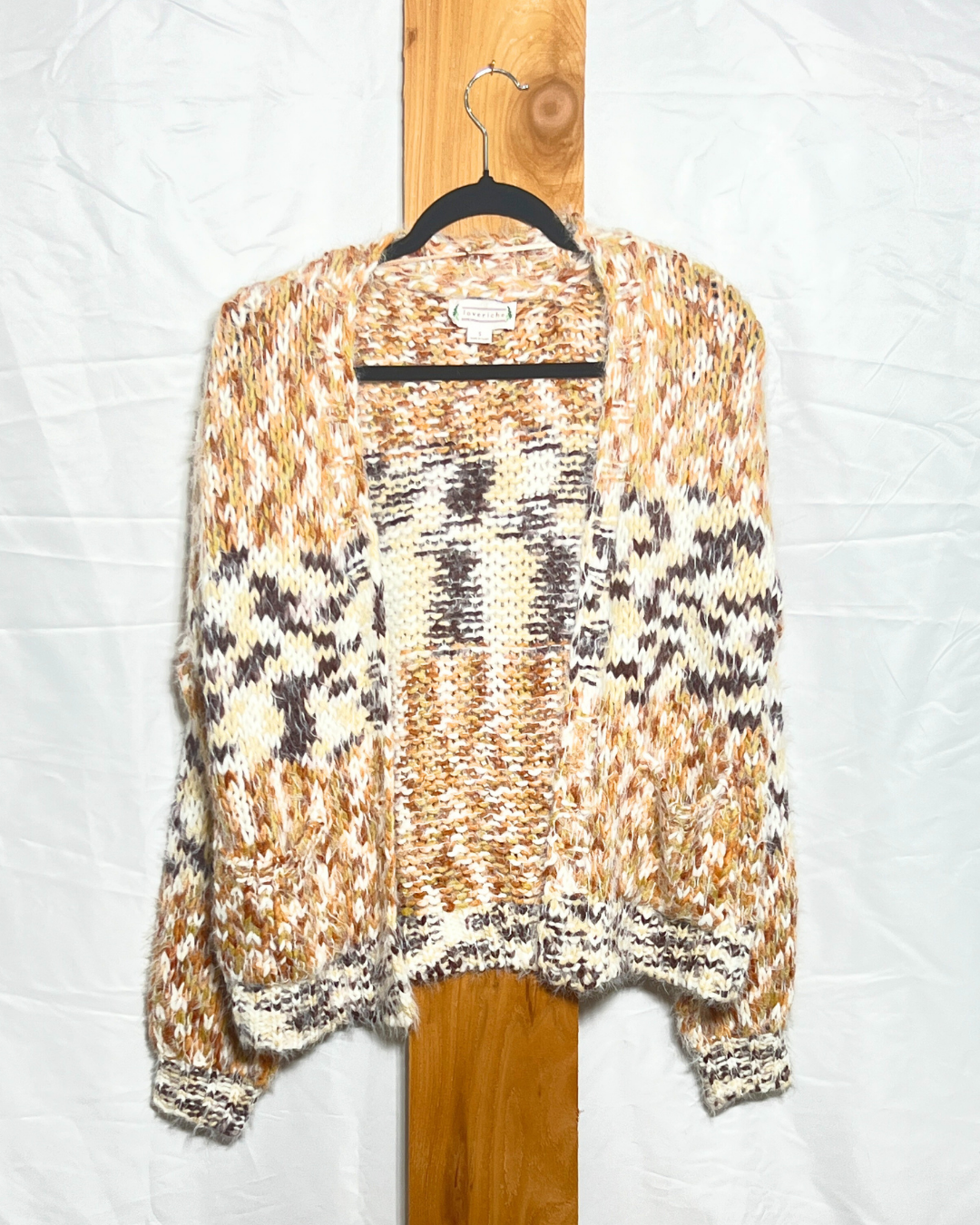 Chunky Patterned Knit Cardigan / Small
