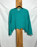 Teal Distressed Knit Sweater / Medium