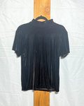 Brown Velvet Mock Neck Short Sleeve Top / XL
