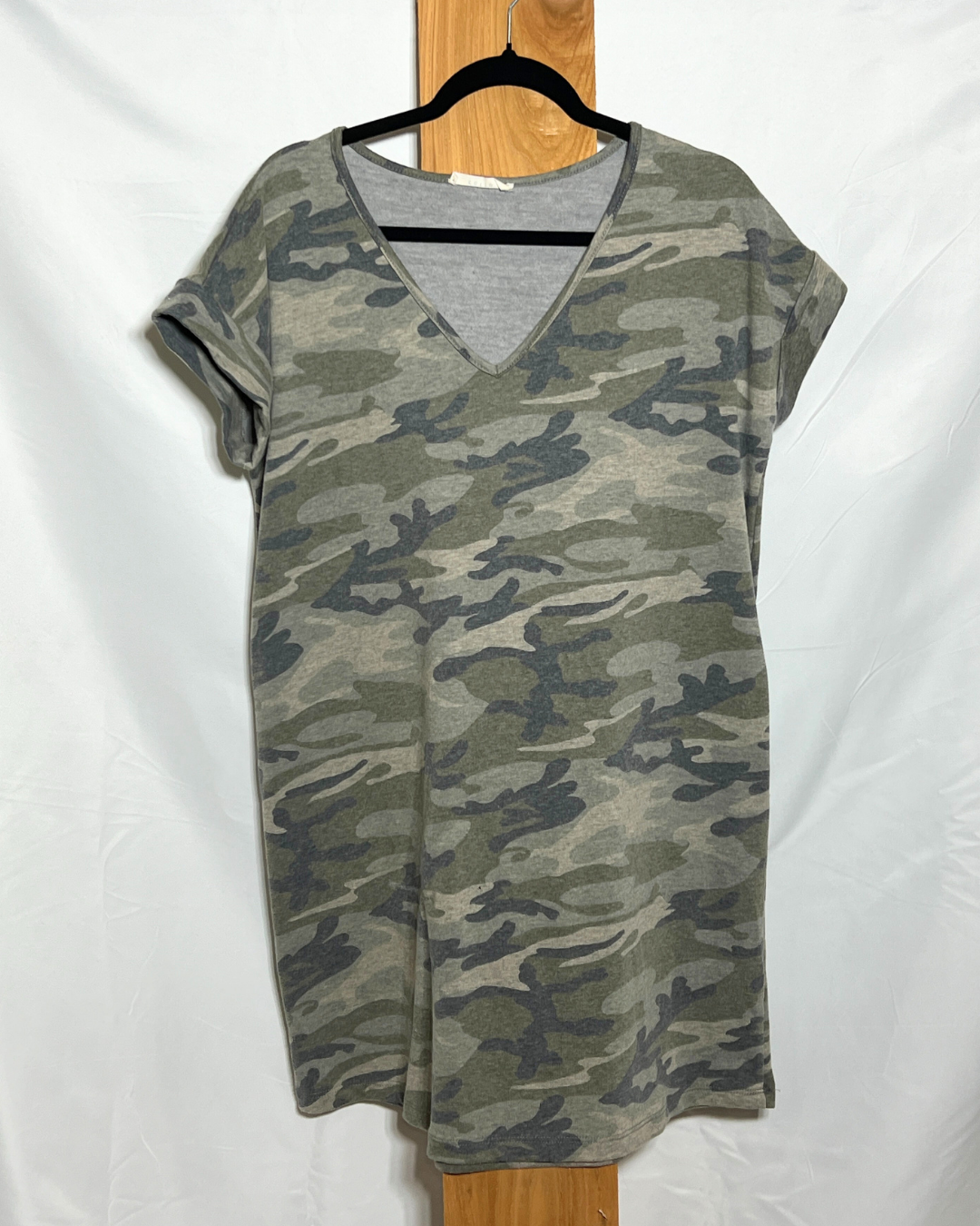 Camo V-Neck T-Shirt Dress / XL