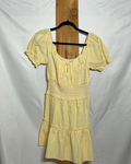 Yellow Gingham Puff-Sleeve Smocked Dress / Small