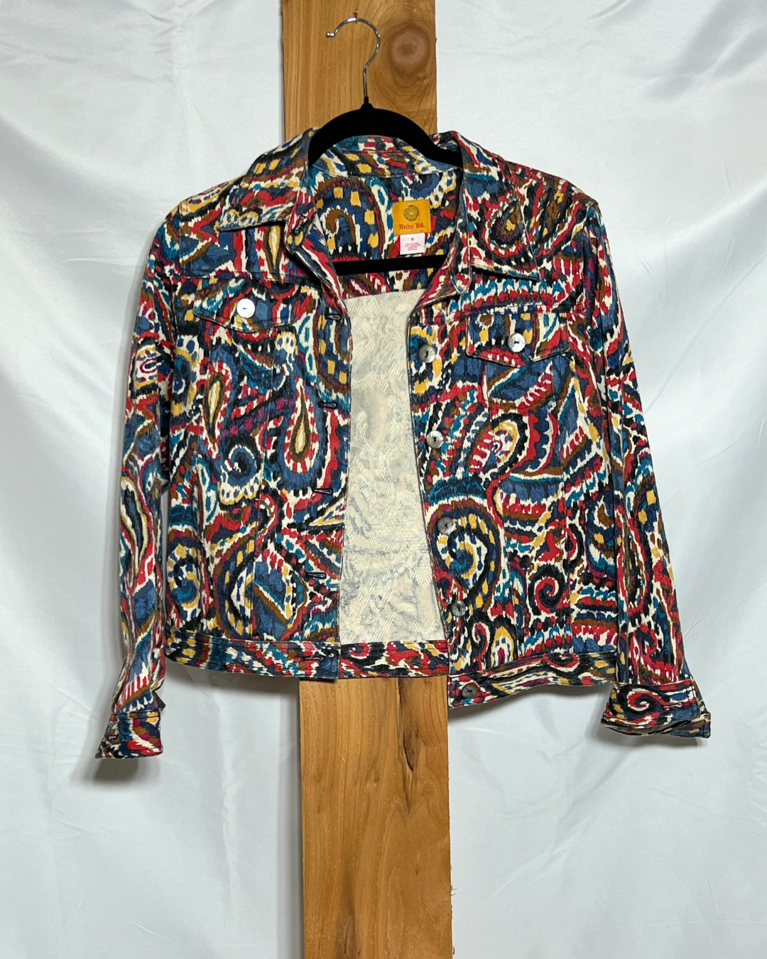 Vintage Paisley Tapestry Denim Jacket / Medium