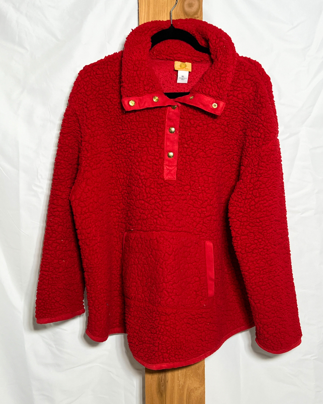 Red Sherpa Fleece Snap Pullover / XL