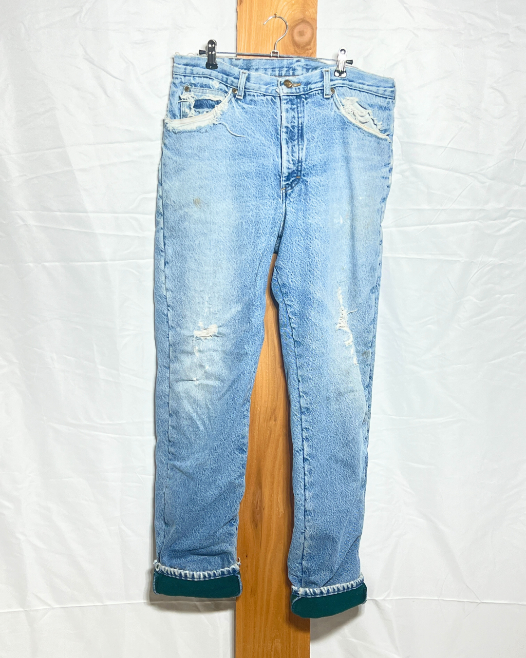 L.L. Bean Distressed Fleece Lined Denim Jeans / 36x30
