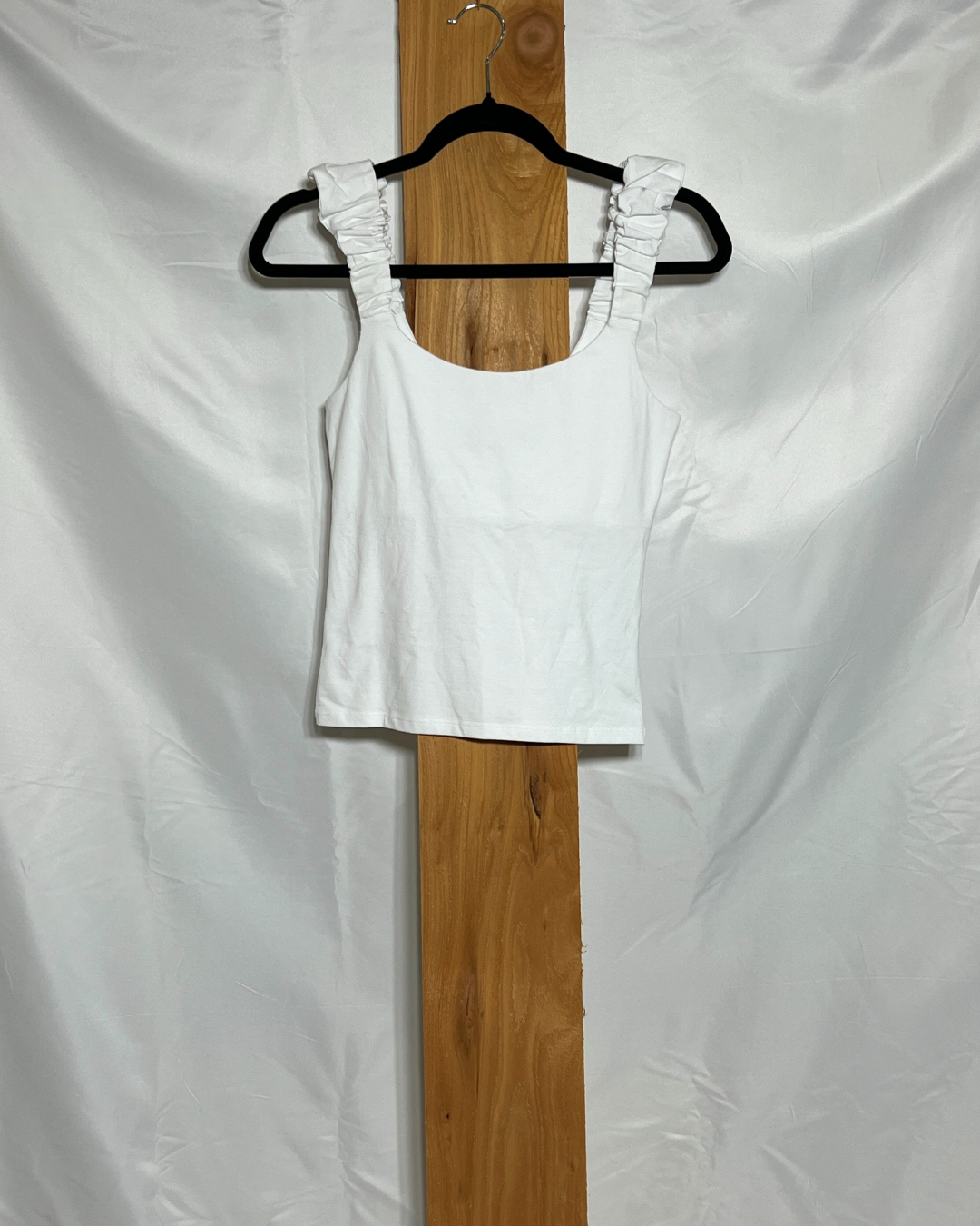 French Connection White Ruffle-Strap Tank / Small