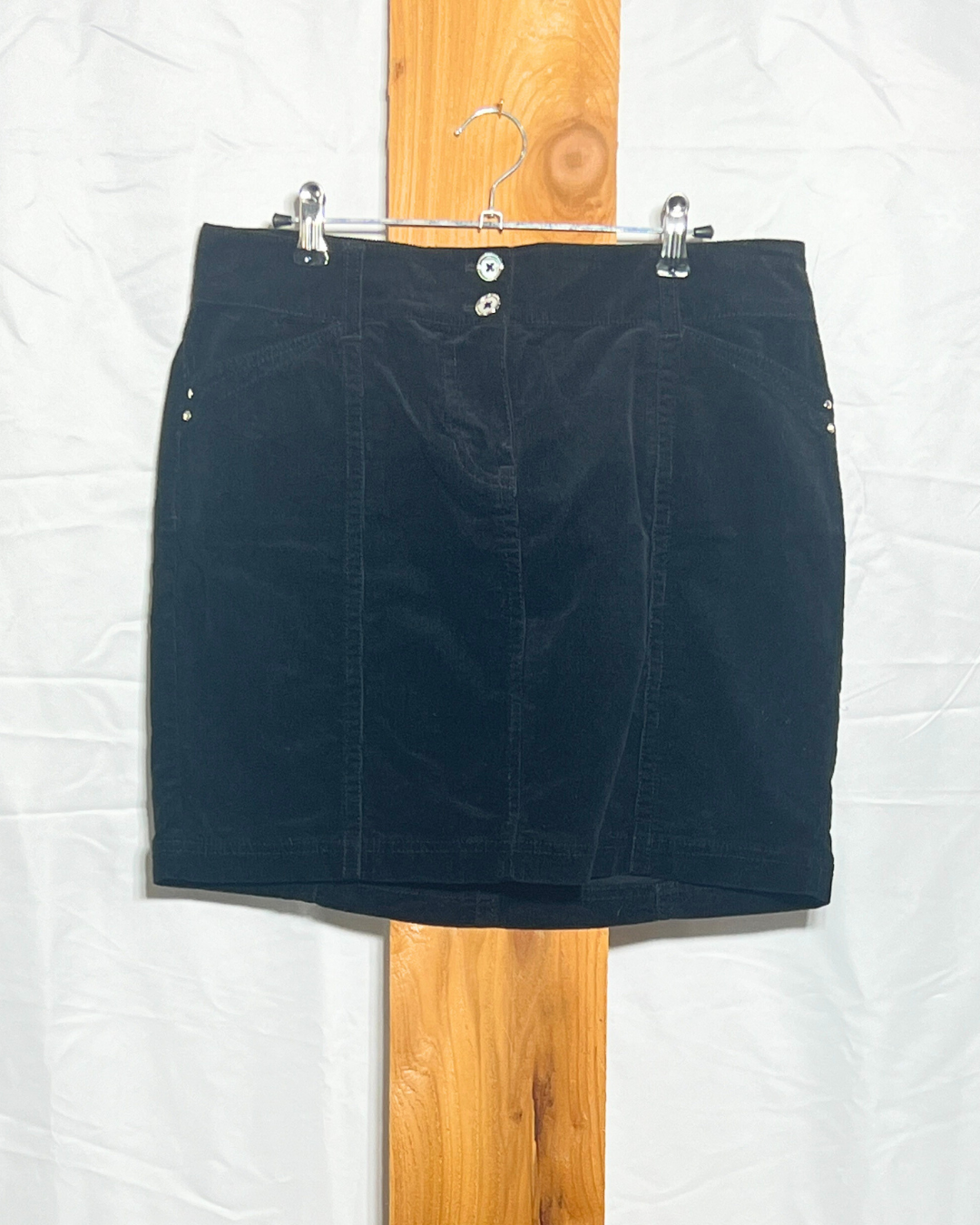 Black Corduroy Mini Skirt / Small