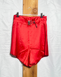 Red Satin Buckle Mini Shorts / Small
