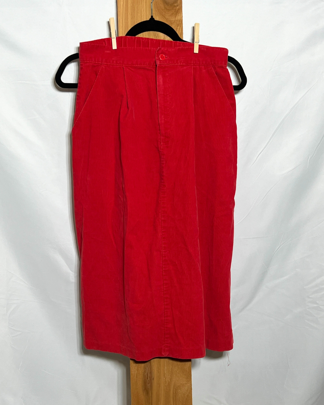Vintage Red Corduroy Midi Skirt / Medium