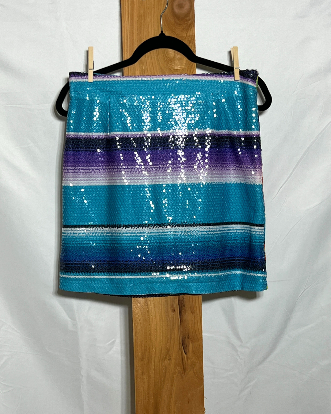 Sequin Stripe Mini Skirt / Medium