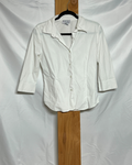 White Tailored 3/4 Sleeve Button-Up / Medium