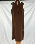 Chocolate Brown Sleeveless Scarf Midi Dress / Large