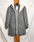 Vintage Gray Quilted Longline Coat / Medium